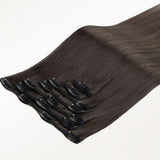 Mocha Brown (1C) Classic Clip-Ins (120g-130g)_100% Remy Human Hair.