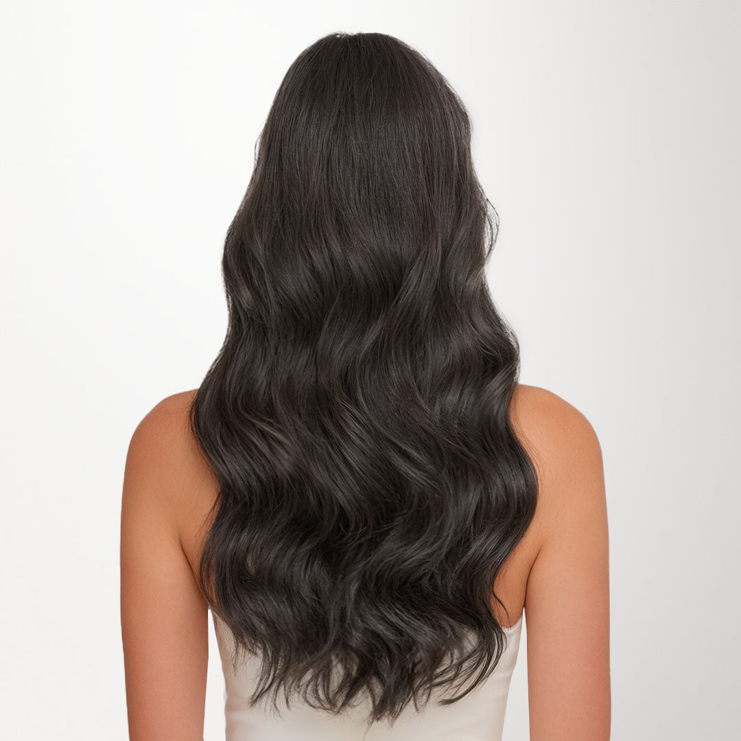 Mocha Brown (1C) Classic Clip-Ins (120g-130g)_100% Remy Human Hair.