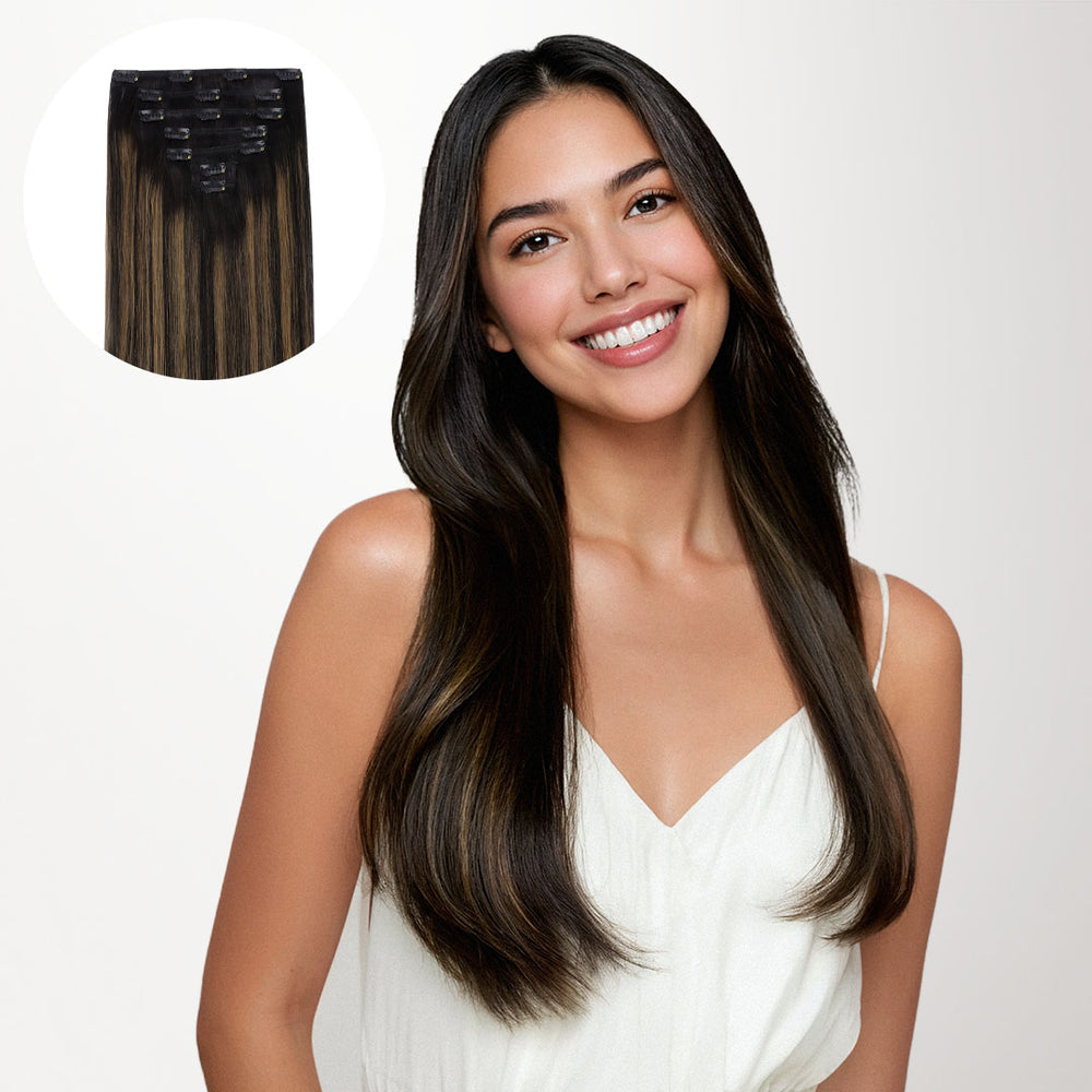 Natural Black Balayage (1B/6/1B) Classic Clip-Ins (120g-150g)