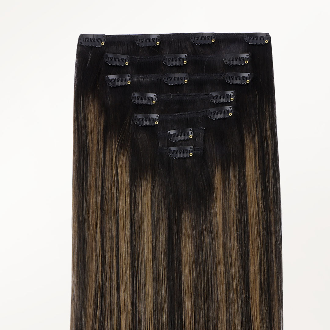 Natural Black Balayage (1B/6/1B) Classic Clip-Ins [Clearance]_100% Remy Human Hair.