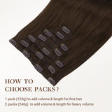 Chocolate Brown (4A) Classic Clip-Ins [Clearance]-100% Remy Human Hair.
