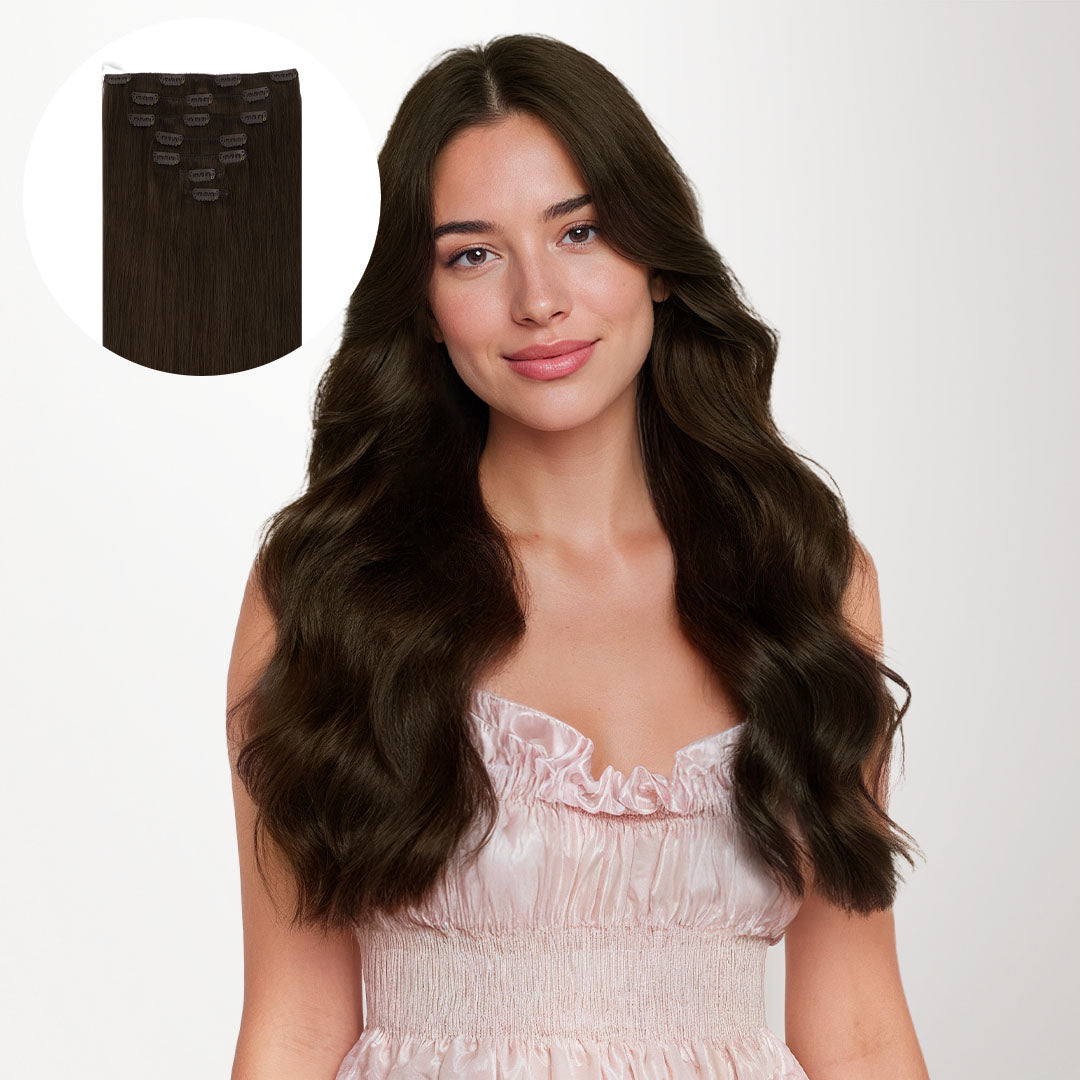 Chocolate Brown (4A) Classic Clip-Ins [Clearance]_100% Remy Human Hair.