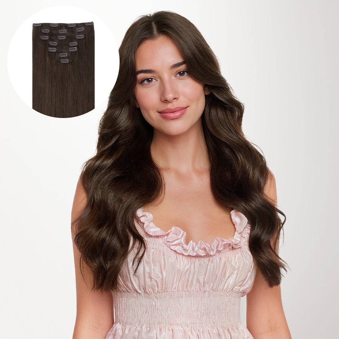 Chocolate Brown (4A) Classic Clip-Ins [Clearance]-100% Remy Human Hair.