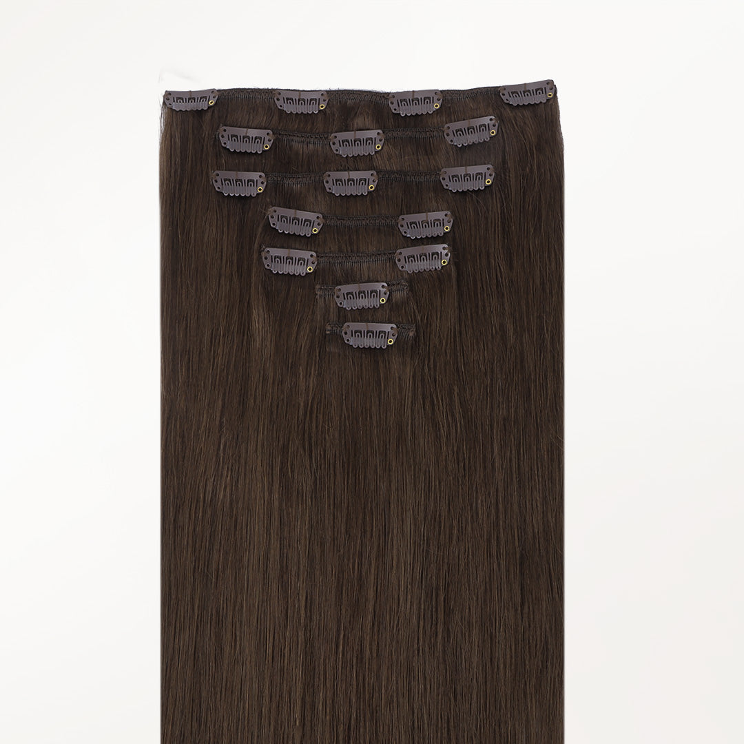 Chocolate Brown (4A) Classic Clip-Ins [Clearance]-100% Remy Human Hair.