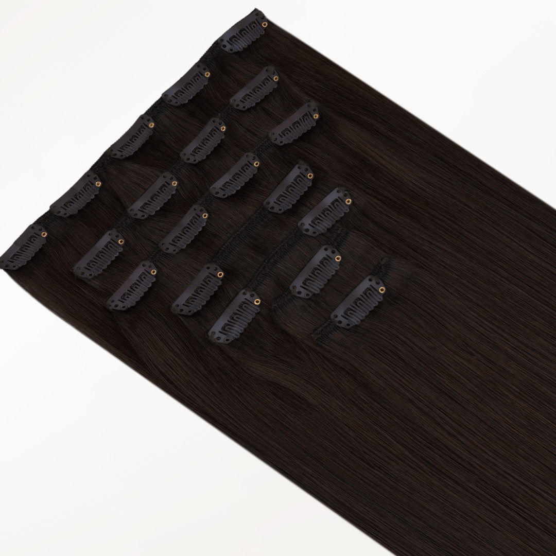Light Brown (2A) Classic Clip-Ins (120g-150g)_100% Remy Human Hair.