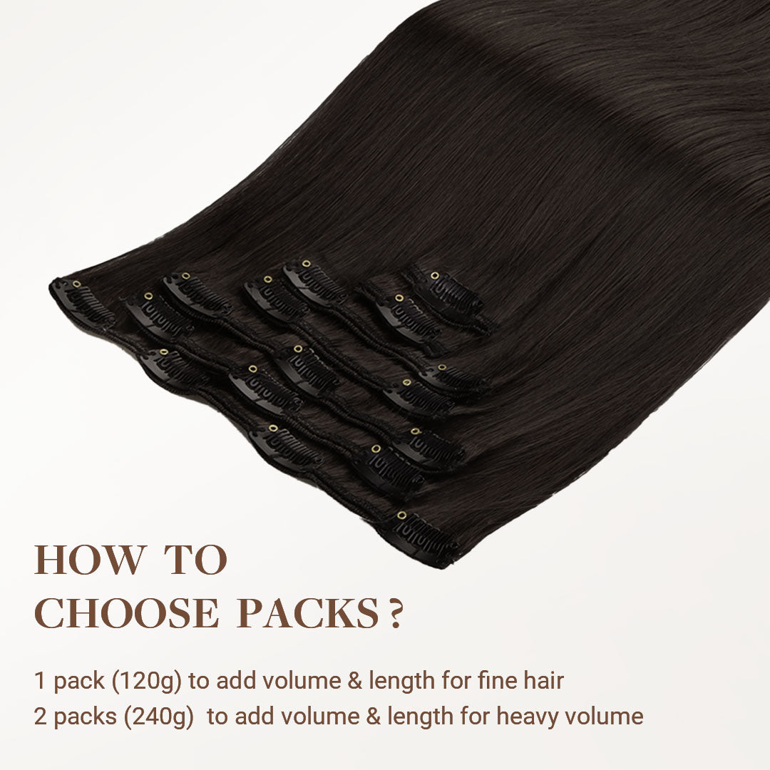 Dark Brown (2) Classic Clip-Ins [Clearance]-100% Remy Human Hair.