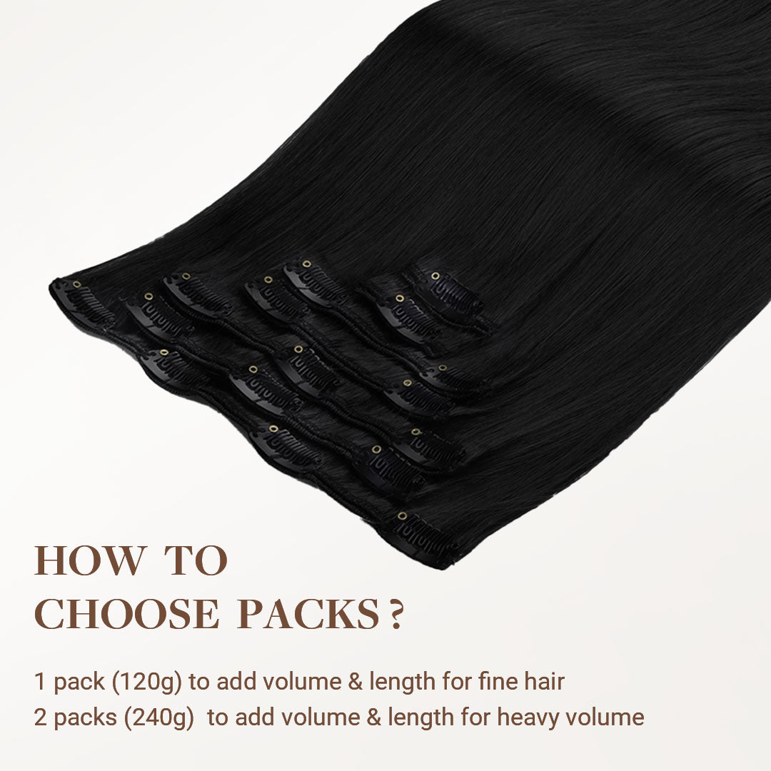 Classic Clip in Hair Extensions-1_100% Remy Human Hair.
