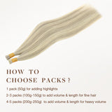 Ash Blonde Highlights (17A/60A) I-Tip Hair Extensions 50g_100% Remy Human Hair.