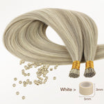 Ash Blonde Highlights (17A/60A) I-Tip Hair Extensions 50g_100% Remy Human Hair.