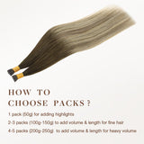 Bleach Blonde Balayage (3/8/613) I-Tip Hair Extensions 50g_100% Remy Human Hair.