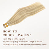 Dirty Blonde Highlights (18D/22F) I-Tip Hair Extensions 50g_100% Remy Human Hair.