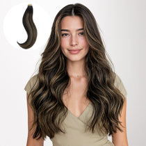 Natural Black Balayage (1B/6/1B) Tape-Ins 50g-100% Remy Human Hair.