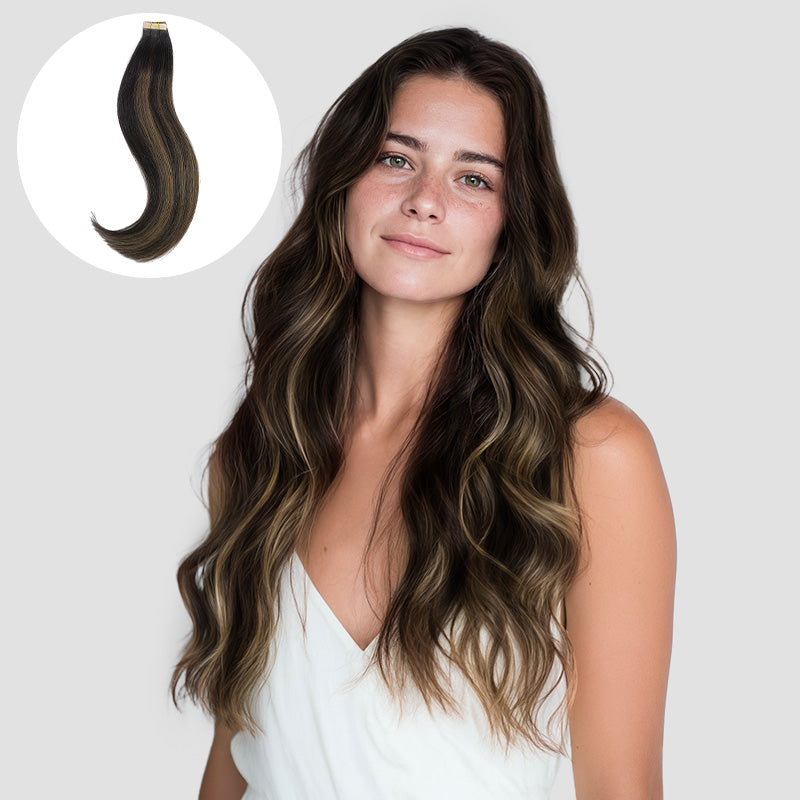 Tape-Ins Hair Extensions Balayage-100% Remy Human Hair.