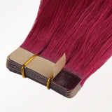 Burgundy Red Color Tape-Ins (25g-30g)_100% Remy Human Hair.