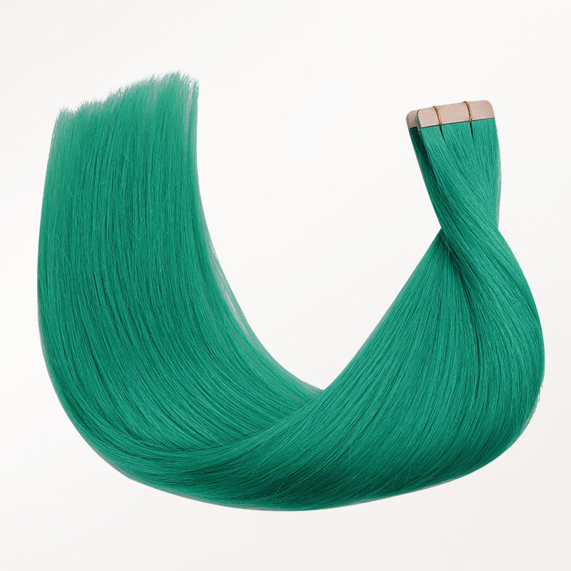 Green Color Tape-Ins (25g-30g)_100% Remy Human Hair.