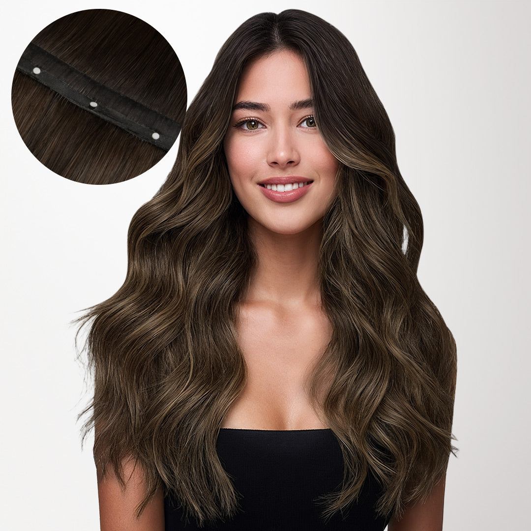 Dark Brown Balayage (2/6/2) Butterfly Weft Hair Extensions (100g-150g)_100% Remy Human Hair.