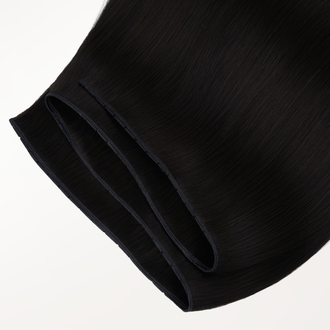 Jet Black (1) Butterfly Weft Hair Extensions (100g-160g)-100% Remy Human Hair.