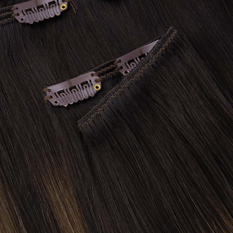 Dark Brown Balayage (2/6/2) Full Classic Clip-Ins (160g-220g)_100% Remy Human Hair.