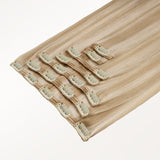 Dark Blonde Highlighted Bleach Blonde (18A/613A) Full Classic Clip-Ins (160g-220g)_100% Remy Human Hair.