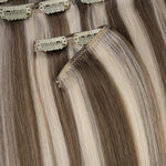 Golden Blonde Highlights (8B/60B) Full Classic Clip-Ins (160g-220g)_100% Remy Human Hair.