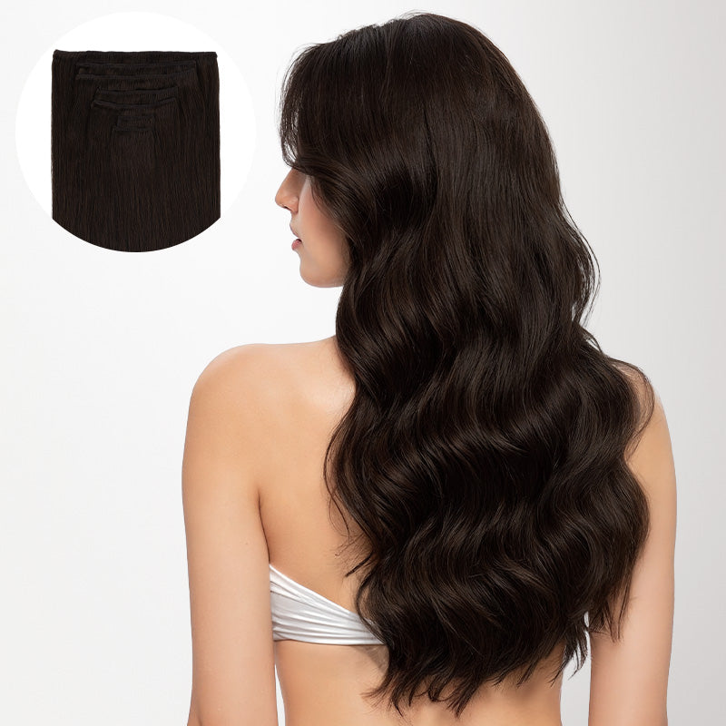 Light Brown (2A) Full Classic Clip-Ins (160g-220g)_100% Remy Human Hair.