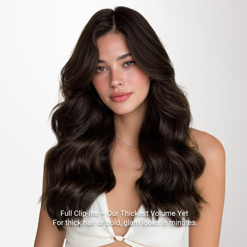 Light Brown (2A) Full Classic Clip-Ins (160g-220g)_100% Remy Human Hair.