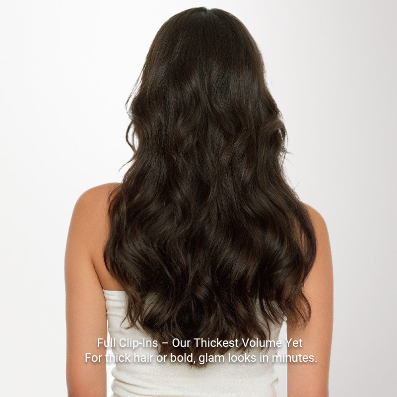 Dark Brown (2) Full Classic Clip-Ins (160g-220g)-100% Remy Human Hair.