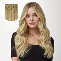Light Blonde Highlights (16/22A) Full Classic Clip-Ins (160g-220g)-100% Remy Human Hair.