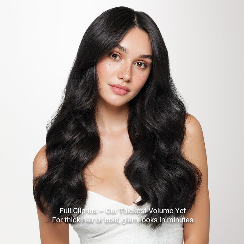 Natural Black (1B) Full Classic Clip-Ins (160g-220g)-100% Remy Human Hair.