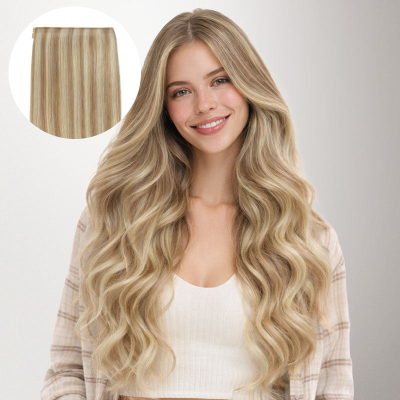 Light Blonde Highlights (16/22A) Genius Tape Weft Hair Extensions 60g-100% Remy Human Hair.