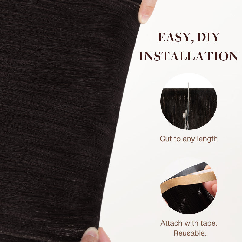 Natural Black (1B) Genius Tape Weft Hair Extensions 60g_100% Remy Human Hair.