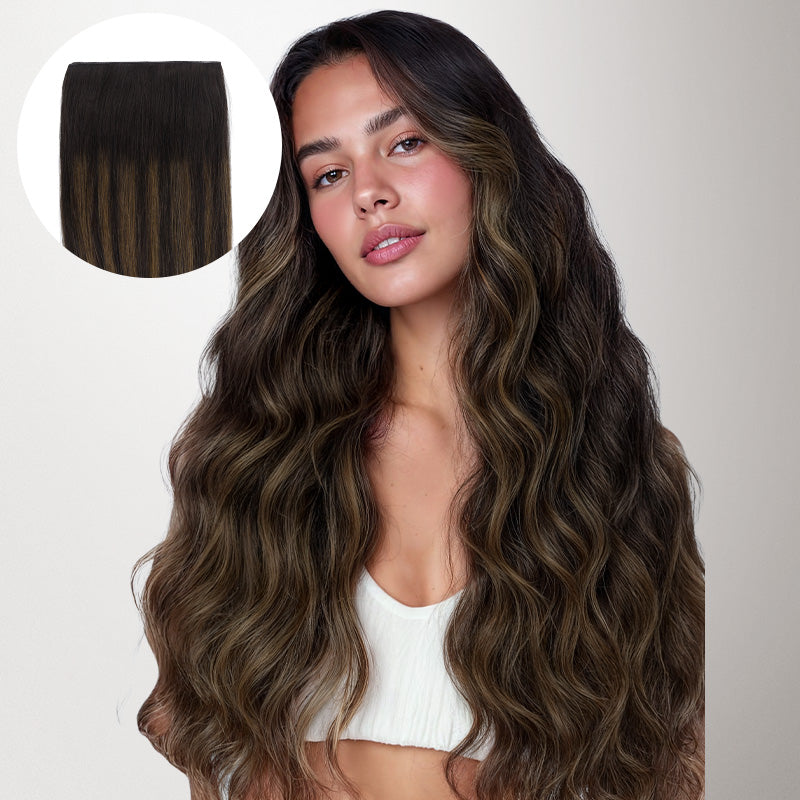 Dark Brown Balayage (2/6/2) Genius Tape Weft Hair Extensions 60g_100% Remy Human Hair.