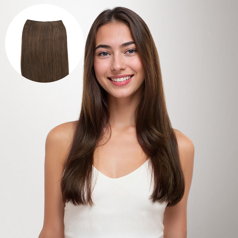 Chocolate Brown (4A) Genius Tape Weft Hair Extensions 60g_100% Remy Human Hair.