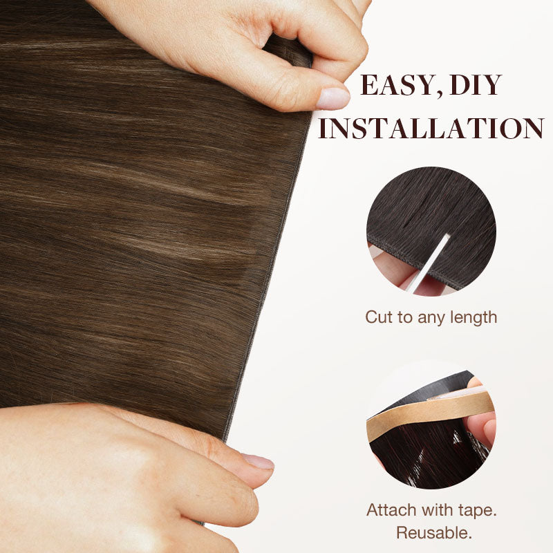 Chocolate Brown (4A) Genius Tape Weft Hair Extensions 60g_100% Remy Human Hair.