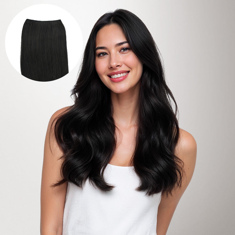 Jet Black (1) Genius Tape Weft Hair Extensions 60g_100% Remy Human Hair.