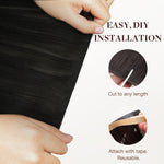 Jet Black (1) Genius Tape Weft Hair Extensions 60g_100% Remy Human Hair.