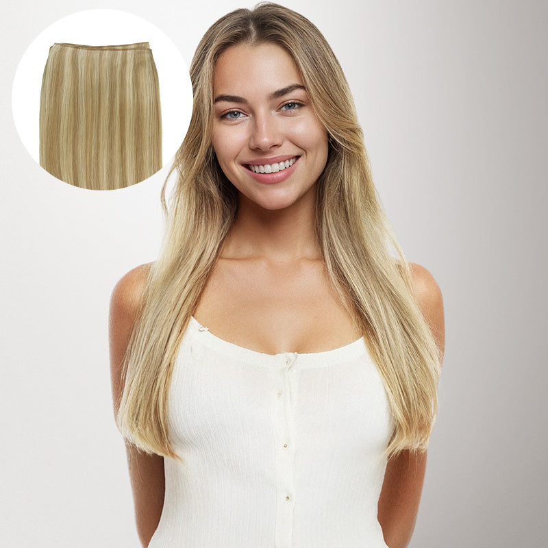 Light Blonde Highlights (16/22A) Genius Tape Weft Hair Extensions 60g_100% Remy Human Hair.