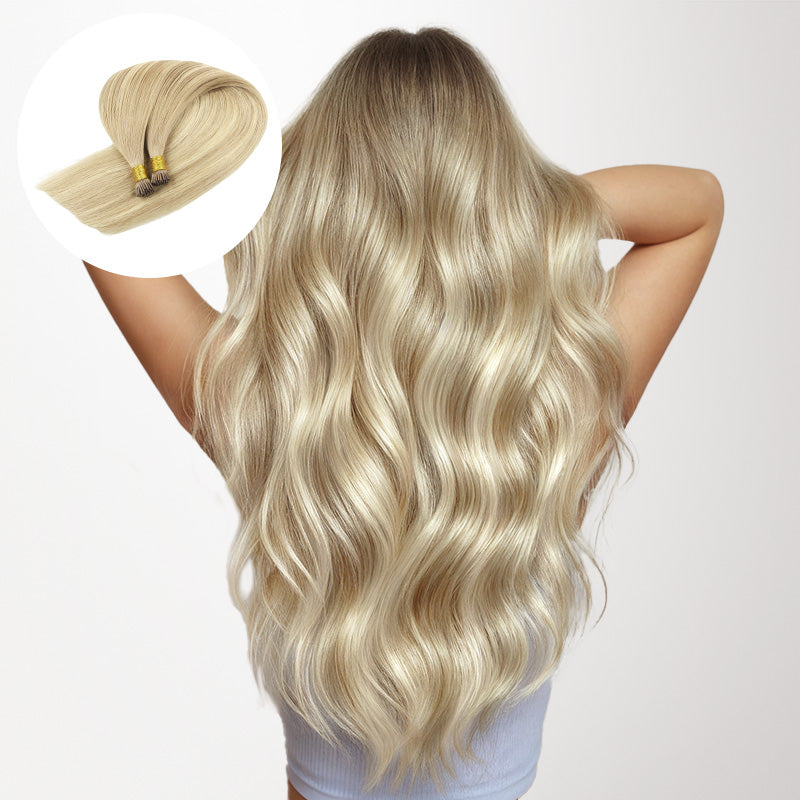 Natural Blonde Balayage (18ET90A) I-Tip Hair Extensions 50g_100% Remy Human Hair.