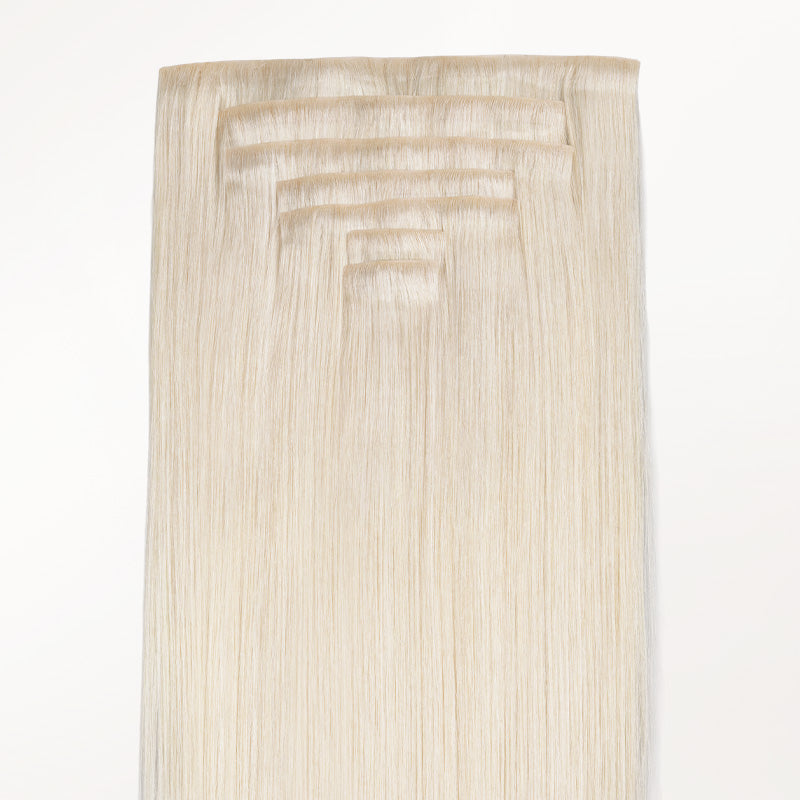 Pure Platinum Blonde (1000) Invisi Edge Seamless Clip-Ins (140g-160g)_100% Remy Human Hair.