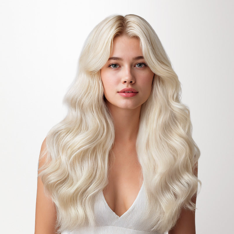 Pure Platinum Blonde (1000) Invisi Edge Seamless Clip-Ins (140g-160g)_100% Remy Human Hair.