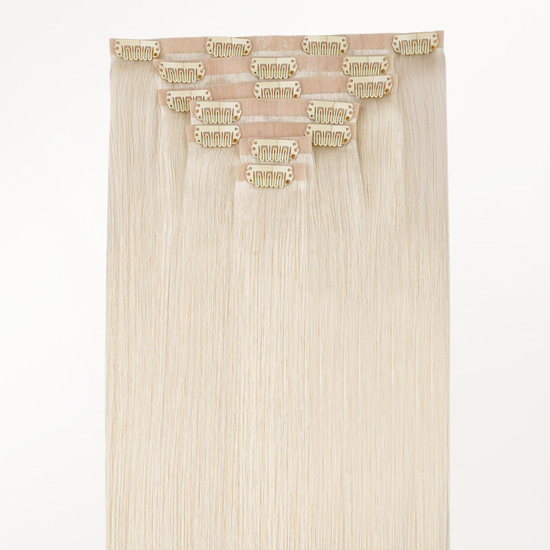 Pure Platinum Blonde (1000) Invisi Edge Seamless Clip-Ins (140g-160g)_100% Remy Human Hair.