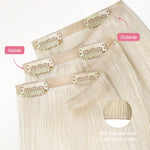 Pure Platinum Blonde (1000) Invisi Edge Seamless Clip-Ins (140g-160g)_100% Remy Human Hair.