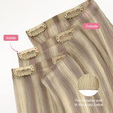 Platinum Blonde Balayage (17/22/60) Invisi Edge Seamless Clip-Ins (140g-160g)-100% Remy Human Hair.