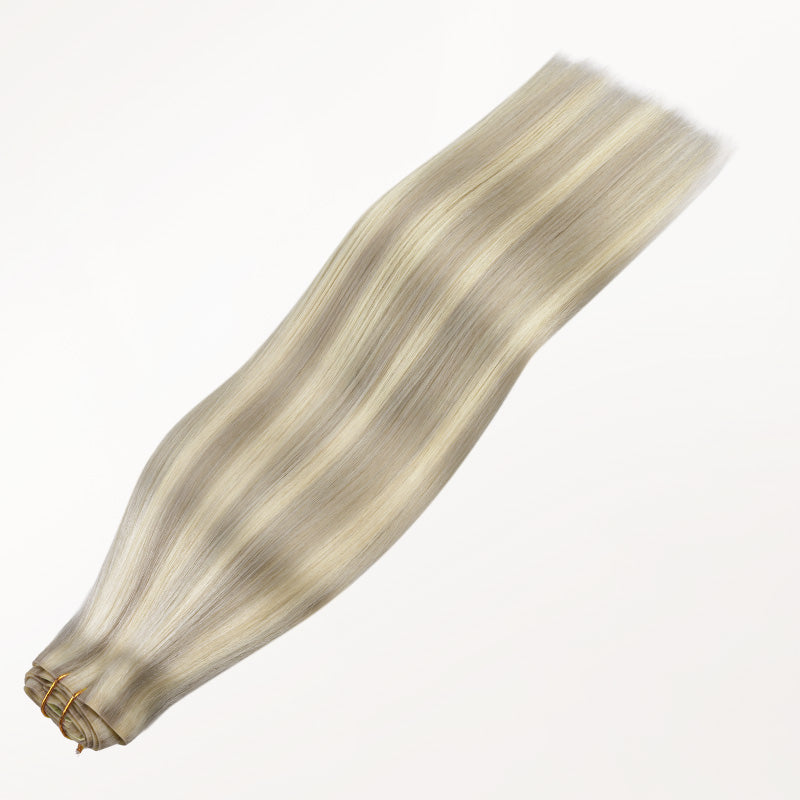 Ash Blonde Highlights (17A/60A) Invisi Edge Seamless Clip-Ins (140g-160g)_100% Remy Human Hair.