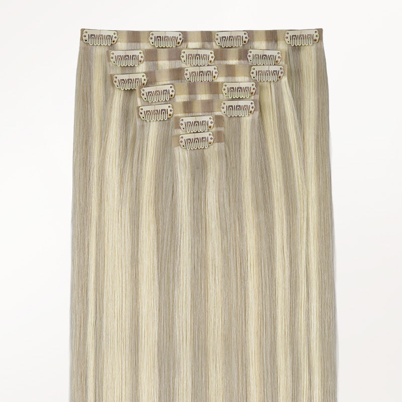 Ash Blonde Highlights (17A/60A) Invisi Edge Seamless Clip-Ins (140g-160g)_100% Remy Human Hair.