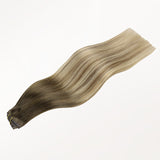 Bleach Blonde Balayage (3/8/613) Invisi Edge Seamless Clip-Ins (140g-160g)_100% Remy Human Hair.