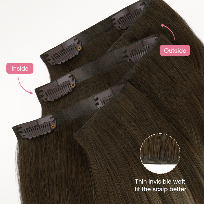 Honey Blonde Balayage (4/26/4) Invisi Edge Seamless Clip-Ins (140g-160g)-100% Remy Human Hair.
