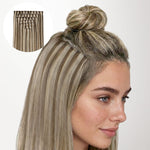 Golden Blonde Highlights (8B/60B) Invisi Edge Seamless Clip-Ins (140g-160g)_100% Remy Human Hair.