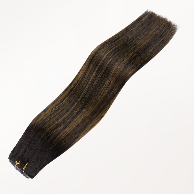 Dark Brown Balayage (2/6/2) Invisi Edge Seamless Clip-Ins (140g-160g)_100% Remy Human Hair.