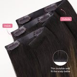 Dark Brown Balayage (2/6/2) Invisi Edge Seamless Clip-Ins (140g-160g)_100% Remy Human Hair.